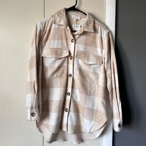 Beachlunchlounge Cream and Tan Flannel Shirt